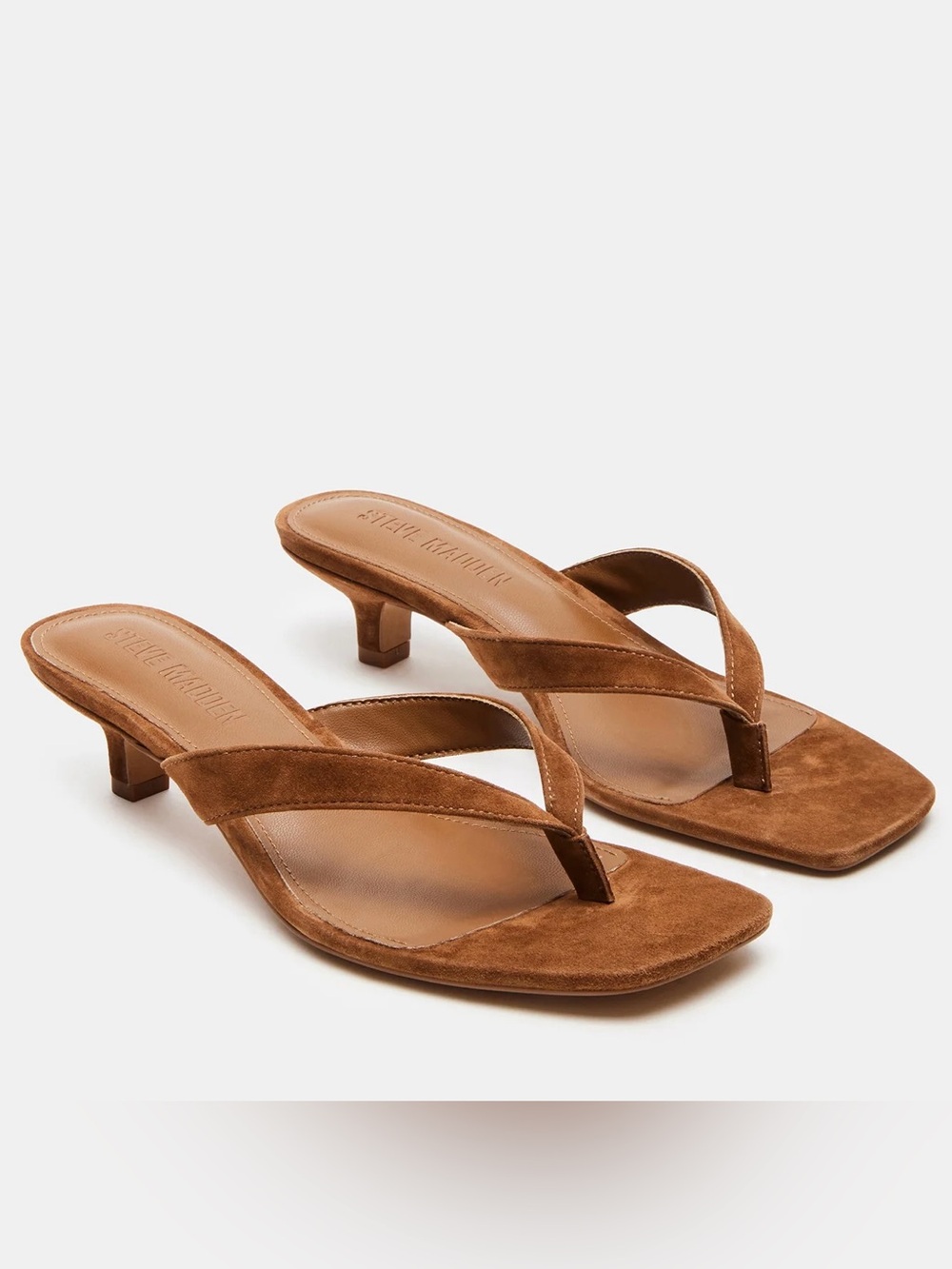 Steve Madden Leather Brown Suede Thong Heels - Women's Brown Sandals